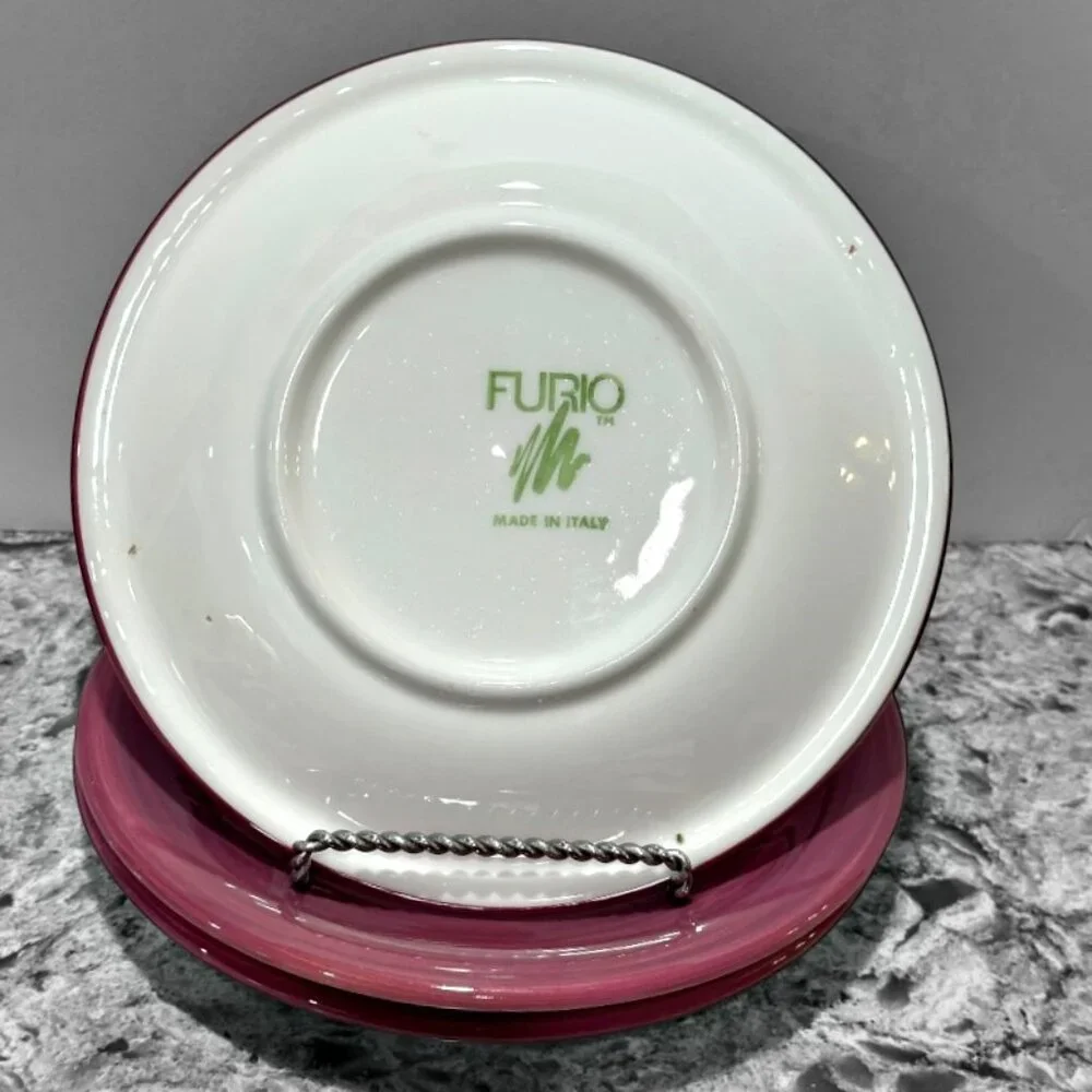 Furio Stoneware Purple Swirl Salad Plates Set of 3 Made in Italy 8 Inch Vintage